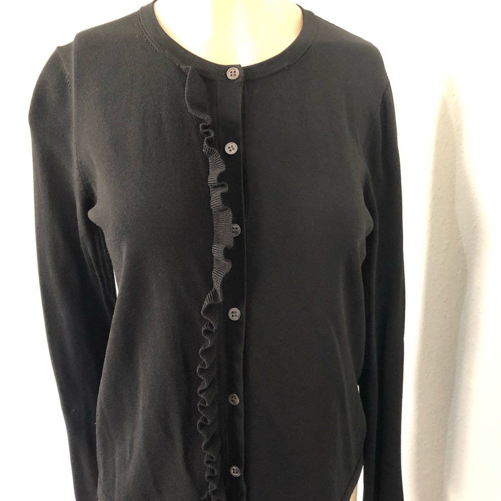 Ann Taylor small black EUC ruffle cardigan